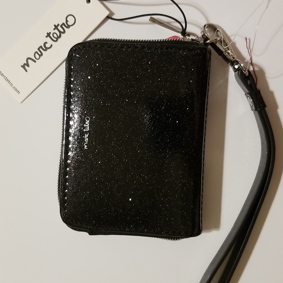 Marc Tetro Boston Terrier Dog Black Glitter Wristlet Wallet - Picture 4 of 6